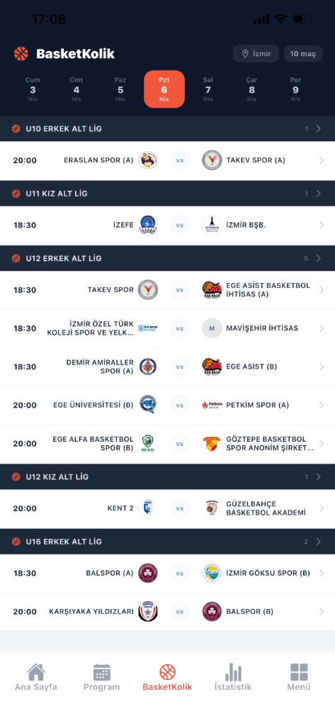 Alpify Kulüp & Fikstür ekranı - Otomatik Maç Fikstürü